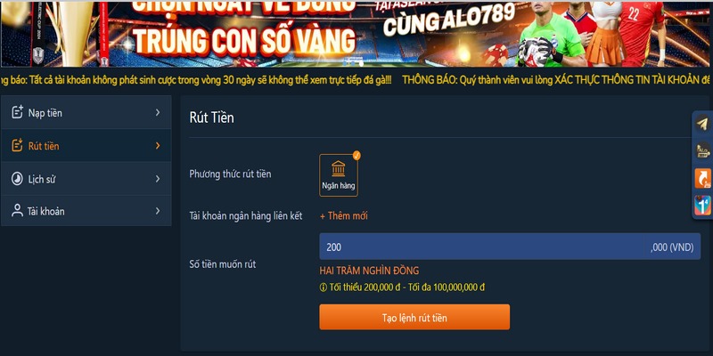 Anh em thực hiện rút tiền khi đáp ứng đủ điều kiện chung