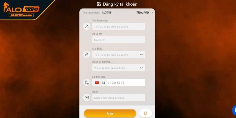 Điền đầy đủ và chính xác thông tin vào biểu mẫu đăng ký ALO789